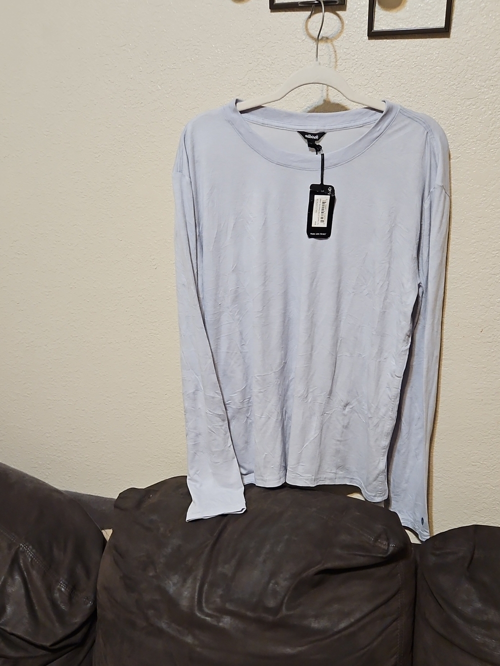 allbirds Pale Blue Wool Blend Women's Cold Weather Long Sleeve Tee